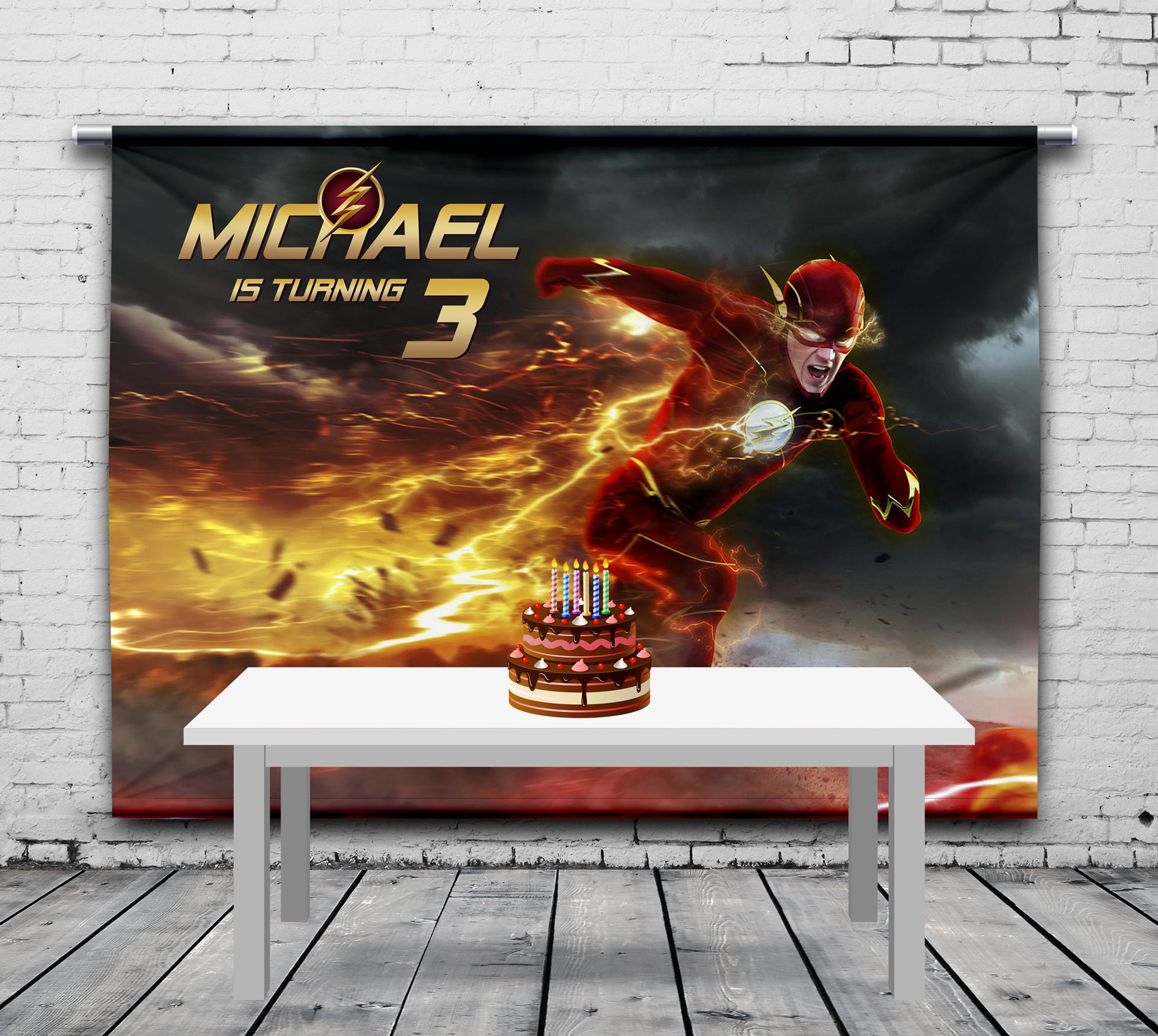The Flash Birthday Backdrop Barry Allen Personalized Flash Etsy
