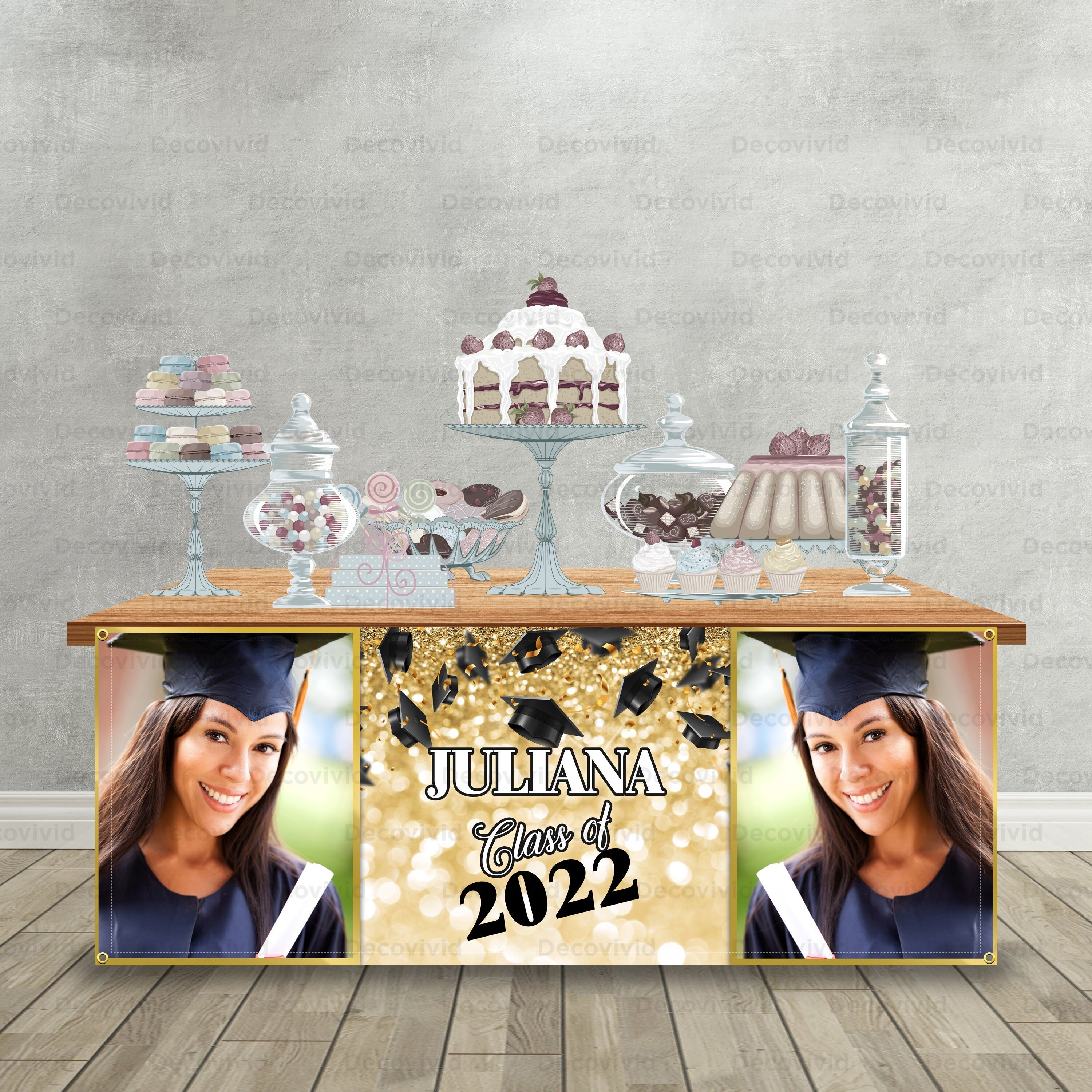 Graduation Table Front Banner, Custom Photo, Personalized, Vinyl Table ...