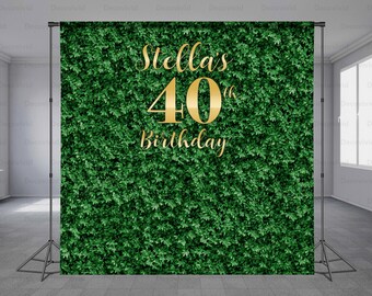 Grass Wall Backdrop, Flowers and Leaves, Leaf Background, Green, Wedding, Bridal Shower, Birthday Rustic Theme, Photo Booth, Any Size Banner