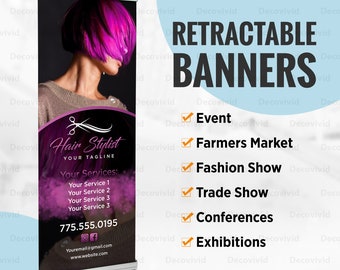 Custom Retractable Banner Stand, Pop Up Shop Banner, Business Logo Banner,  Custom Design Trade Show, Roll Up Banner Stand, Display Print