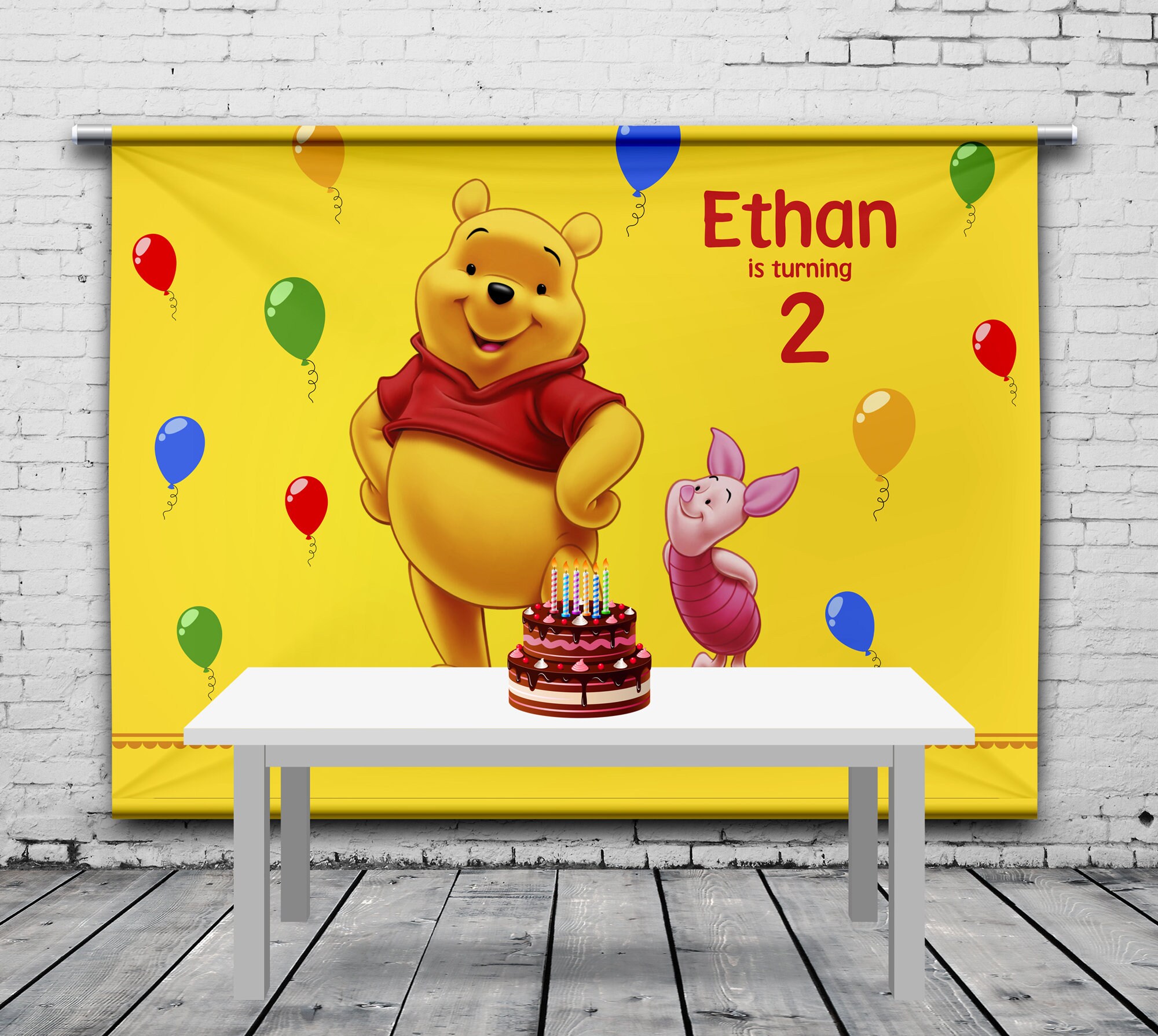 Pooh And Piglet Birthday Backdrop Winnie The Pooh Birthday Etsy