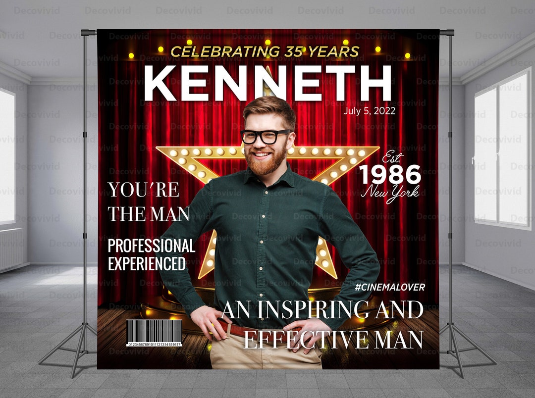 Customized Magazine Backdrop Custom Photo, Magazine Cover Birthday Backdrop, Movie Star, Cinema ...