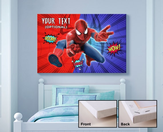 Spider Man Canvas Print Kids Bedroom Wall Art Kids Gift Idea Wall Hanging Canvas Superhero Theme Childrens Art Poster Kids Room Decor