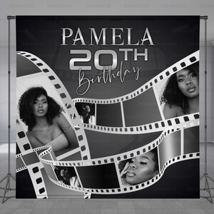 Photo Negative Film Strip Birthday Backdrop, Any Color, Photography Film, Photo Background, Party Decor, Add Photo Free, Any Size Banner