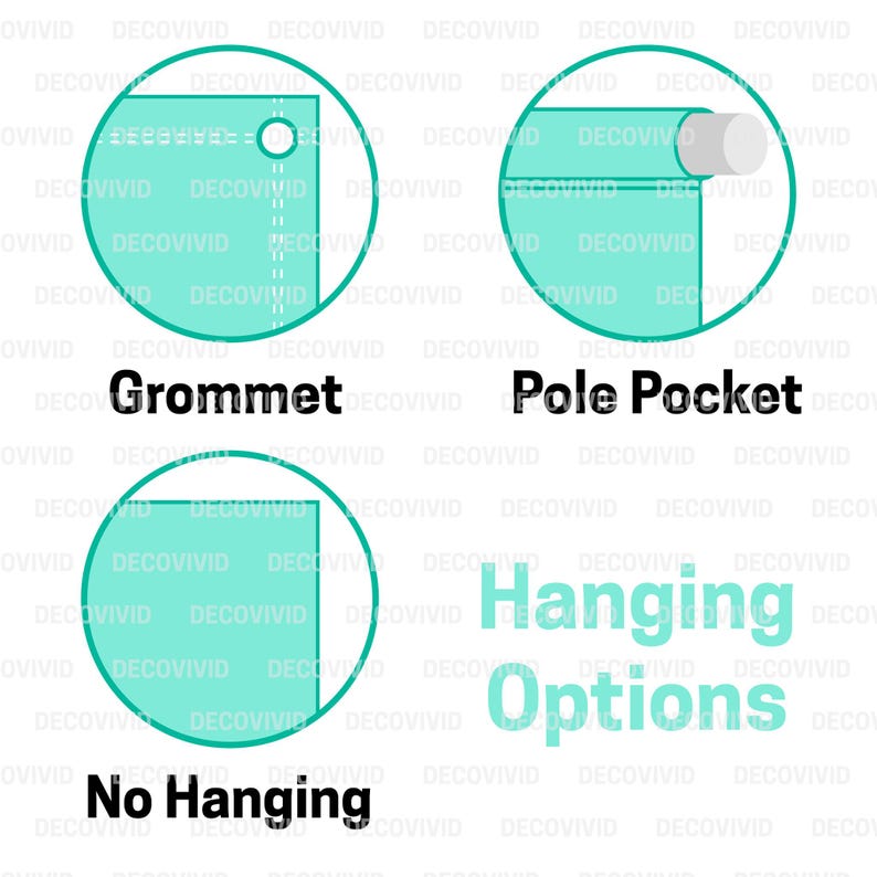 three different types of labels with the words hanging options