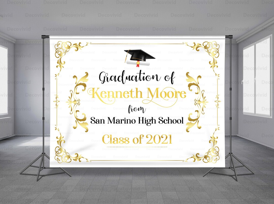 Graduation Diploma Backdrop, Gold Decoration Frame, Custom Design ...