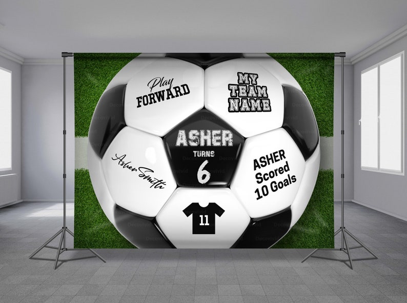 Soccer Ball Birthday Backdrop Full Editable Football Etsy