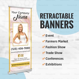 Business Retractable Banner, Roll Up Banner, Custom Banner Sign, Pop Up Shop Banner, Trade Show Sign, Banner Stand, Social Media Banner