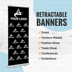Logo Business Retractable Banner, Roll Up Banner, Custom Banner Sign, Pop Up Shop Banner, Trade Show Sign, Banner Stand, Social Media Banner