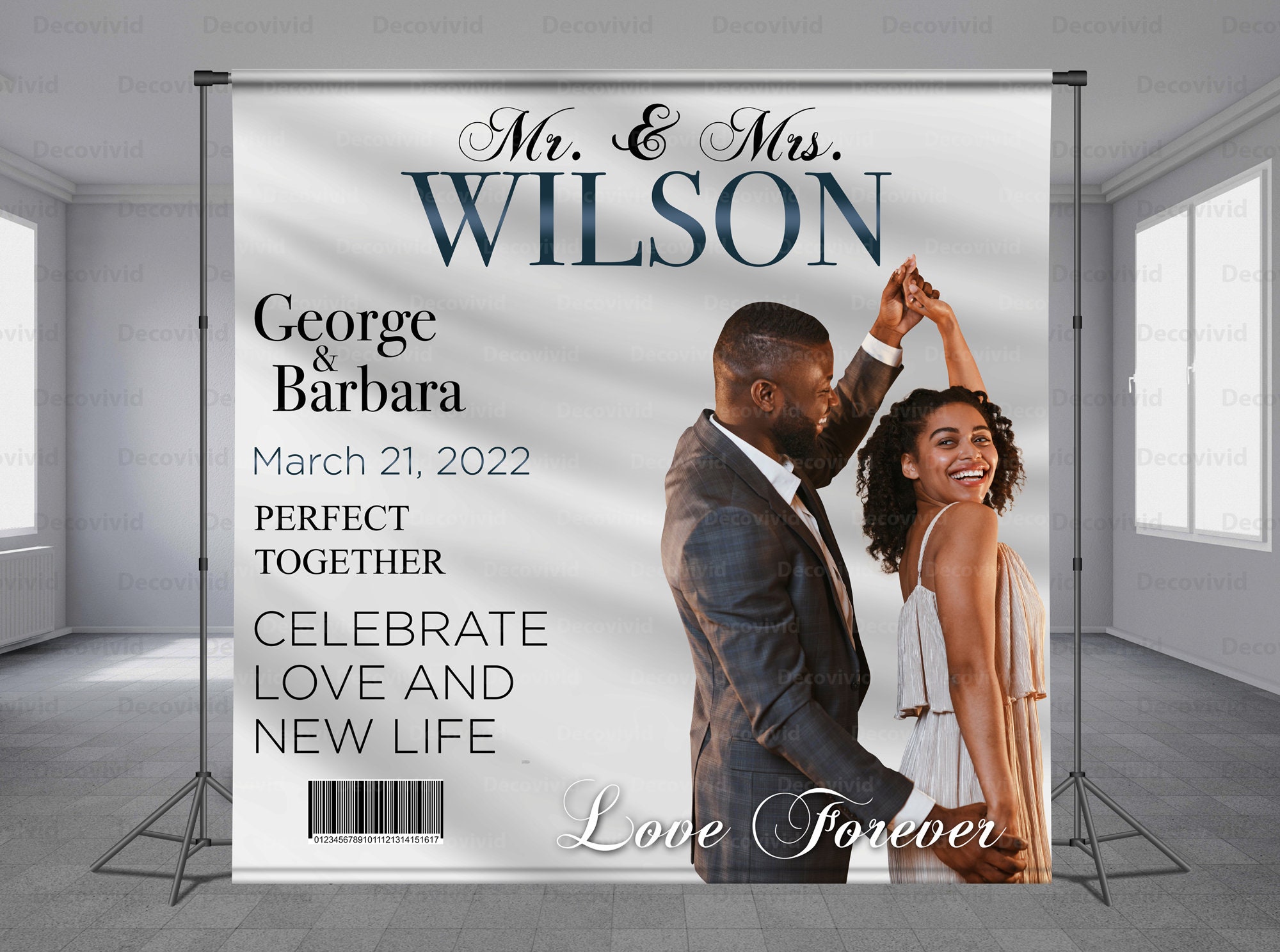 Wedding Magazine Cover Birthday Backdrop, Anniversary, Love Couple, Engagement, Personalized Message, Editable words Quotes, Any Size Banner