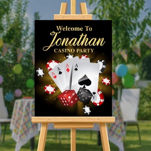 Casino Birthday Welcome Sign, Personalized, Custom Casino Sign, Welcome Message Board, Poker, Welcome Poster Board, Printed on Foam Board