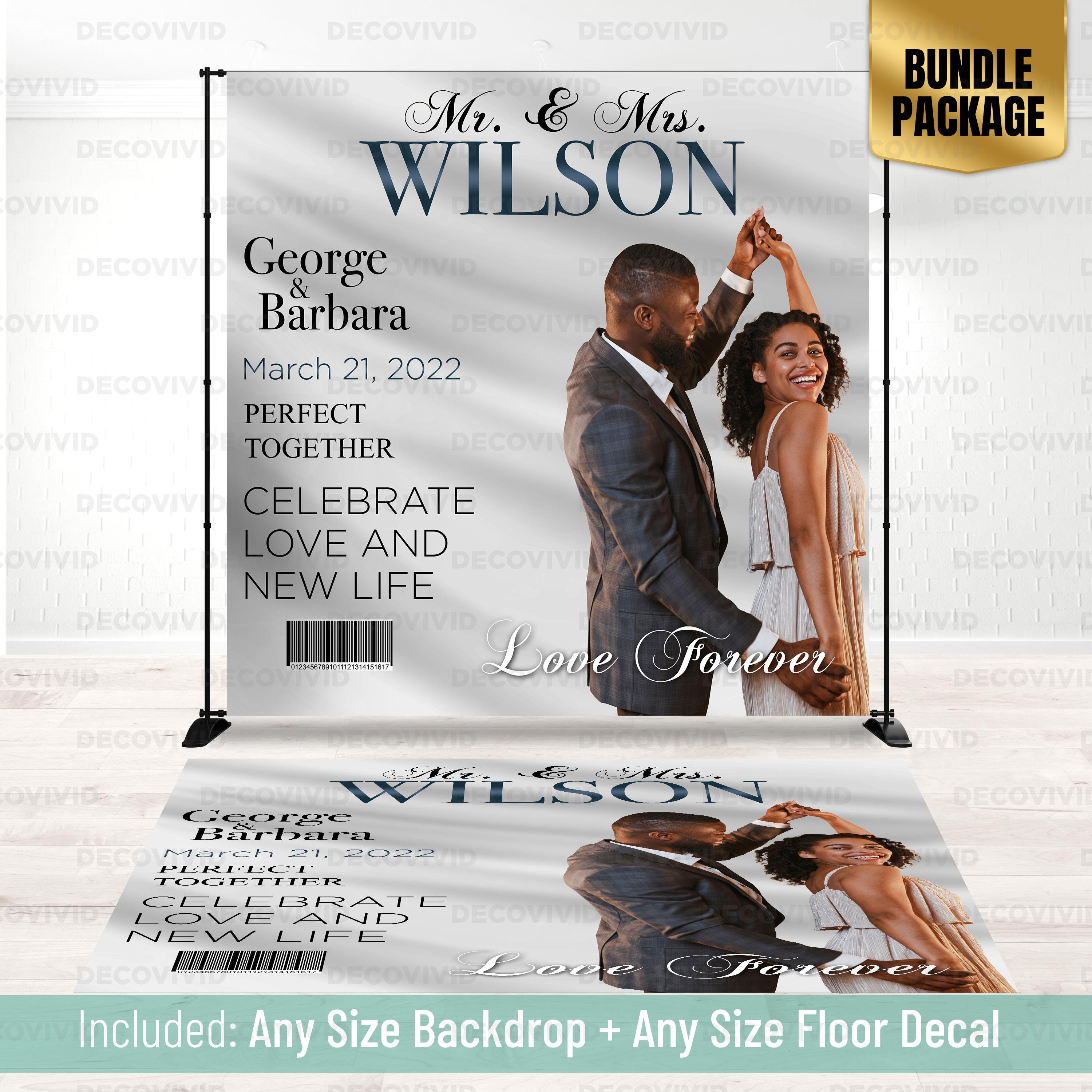 Party Backdrop Sticker Bundle Package, Backdrop and Floor Decal, Customized Banner ...