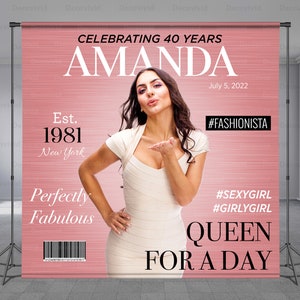 Photo Backdrop, Magazine Cover Birthday Backdrop, Add Free Photo, Custom Personalized Message, Editable words and Quotes, Any Size Banner