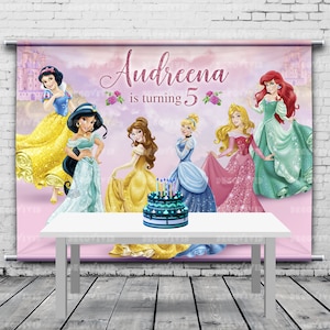 Princess Birthday Backdrop, Editable Princess, Princess And Friends, Personalized Birthday Banner, Party theme, photo props, Any Size Banner