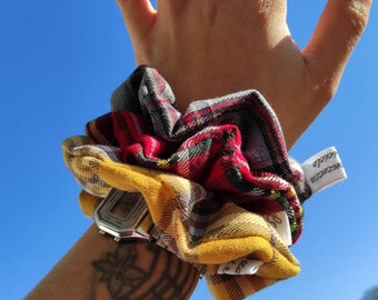 Scrunchies tartan, elastici per capelli in stoffa di recupero