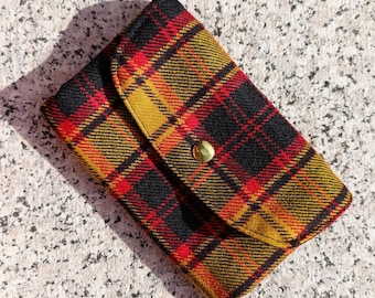 Portefeuille en coton tartan avec porte-monnaie et porte-cartes