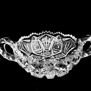 EAPG Imperial Glass OMN #212 AKA Diamonds & Fans Pattern  ca 1912 Two handled Round Berry Dish