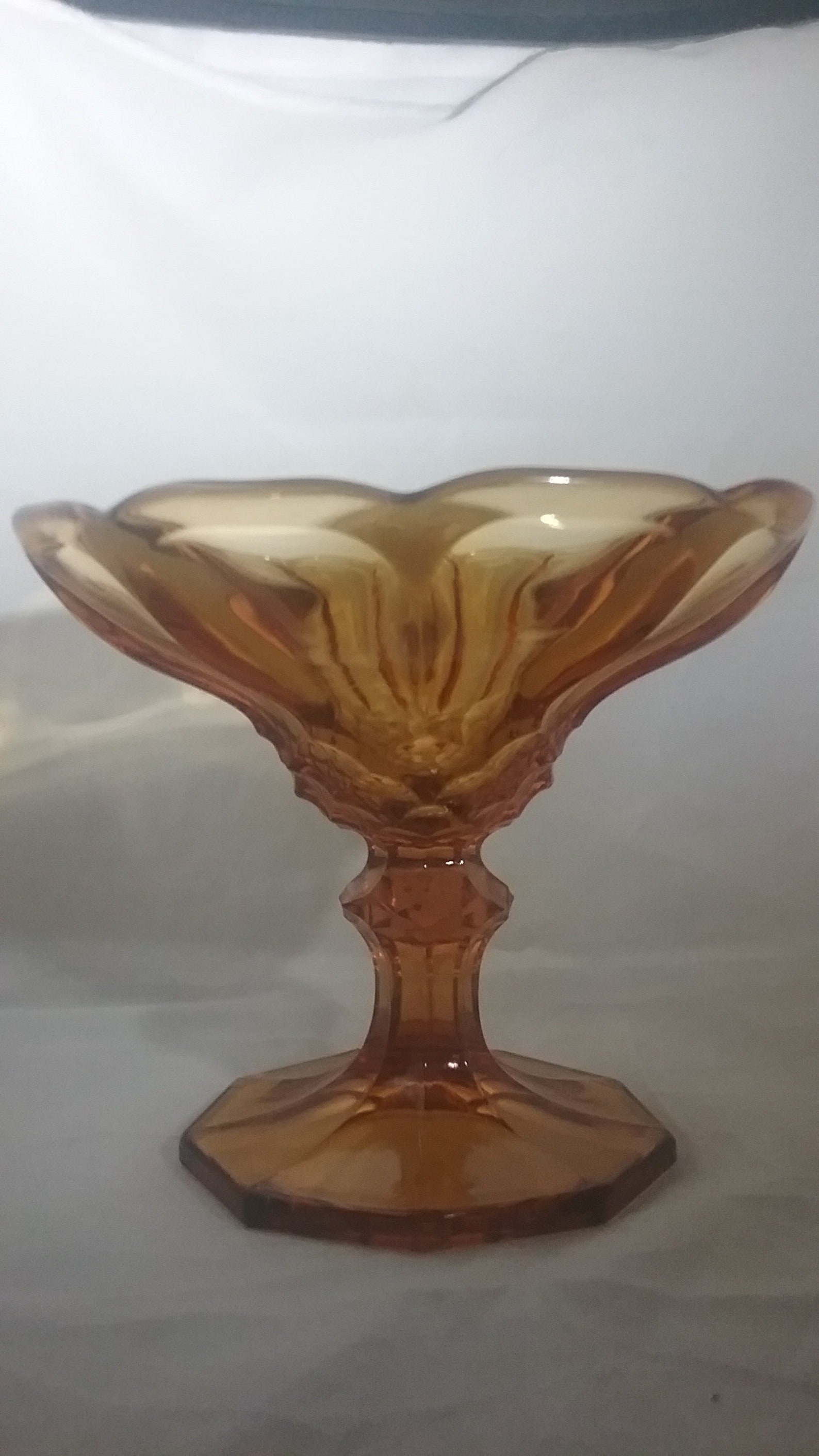 L. E. Smith's Dominion Flared Compote golden Amber Ca. Etsy