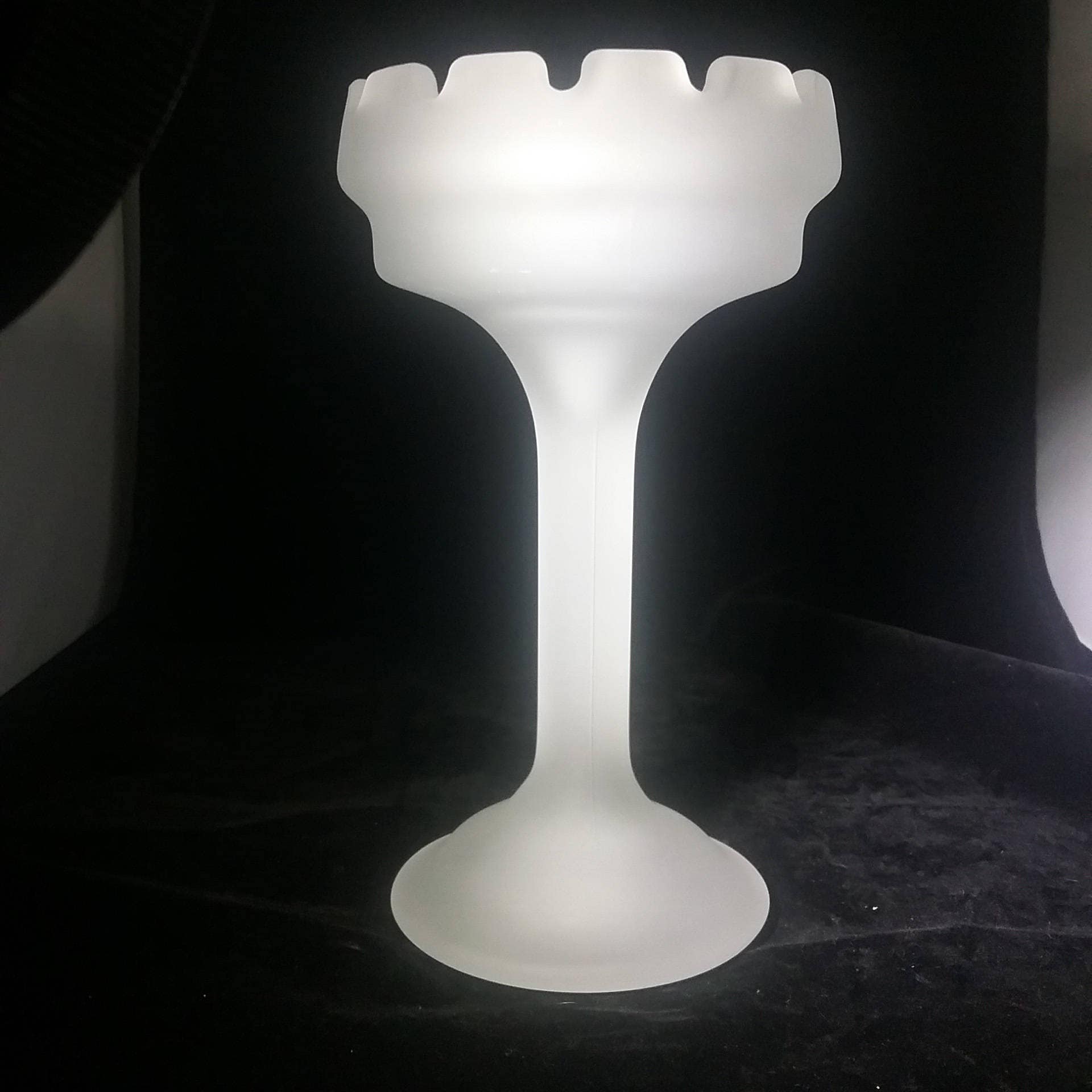 Vintage PartyLite Tall Castle Turret Frosted Candle Holder Glows a Shimmering White