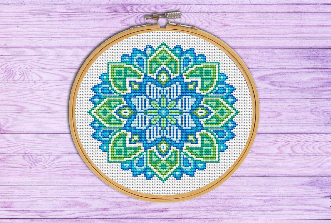 Mandala, Cross Stitch Pattern, Instant Download PDF, Modern Cross