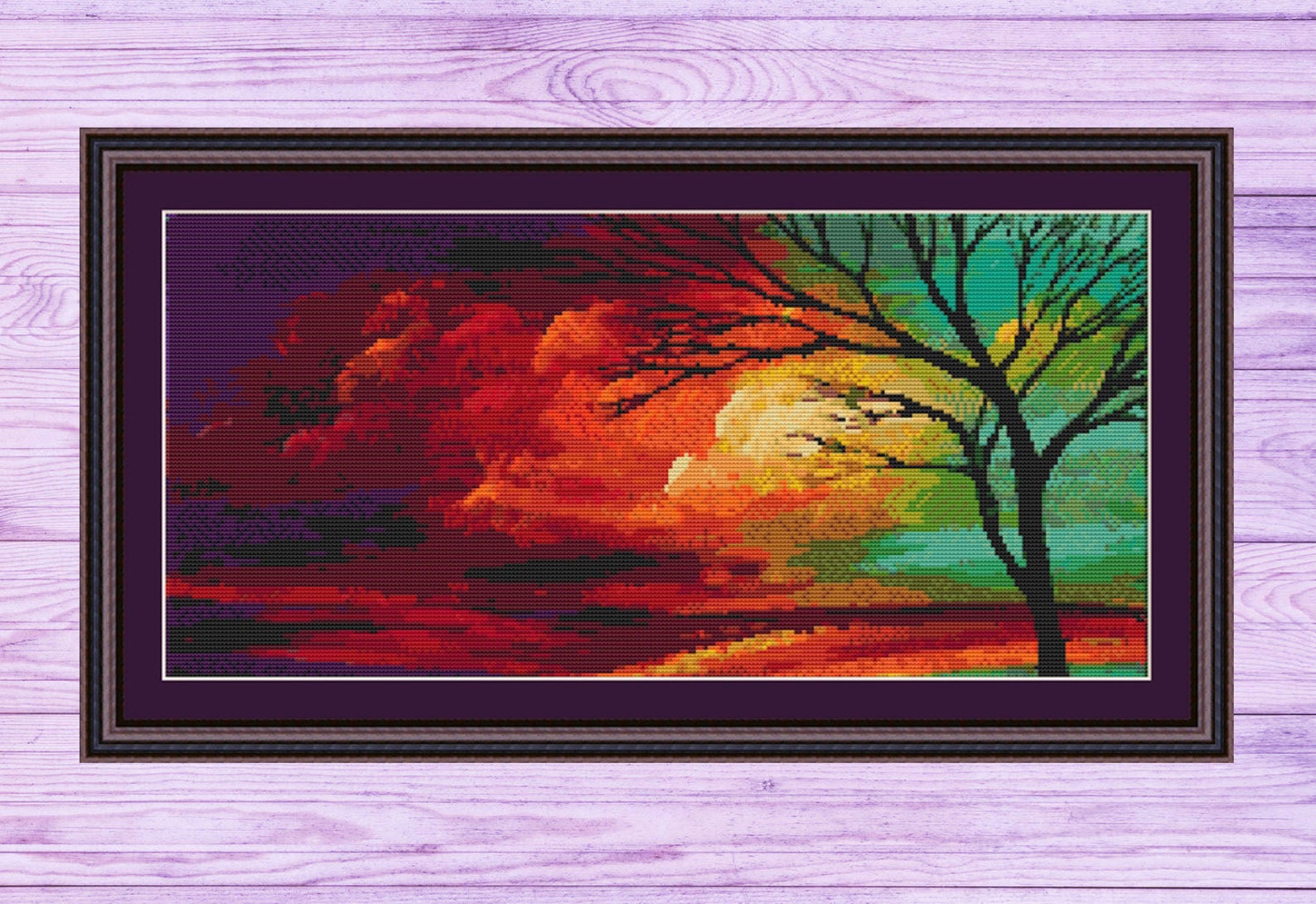 Fantastic Sunset Cross Stitch Pattern Modern Cross Stitch Etsy