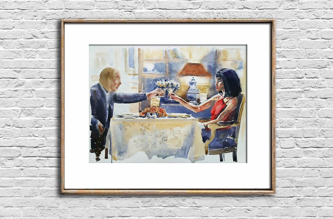 Woman and Man Watercolor Painting Romantic сouple Original Love Art ...