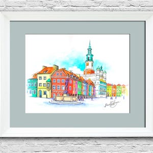 Alte Architektur Malerei Europa Original Kunst Stadtansicht Wandbild Skandinavien Malerei Geschenk für Eltern