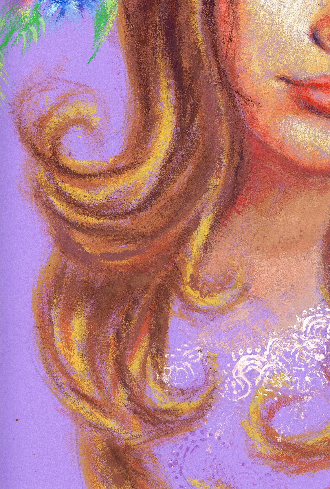 Portrait Painting Girl Original Flower Crown Acrilic Wreath Etsy