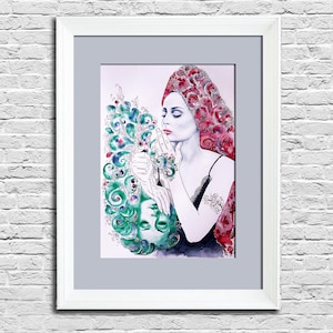 Woman portrait watercolor painting Modern girl original art Face wall art Female artwork Contemporary decor gift to boss