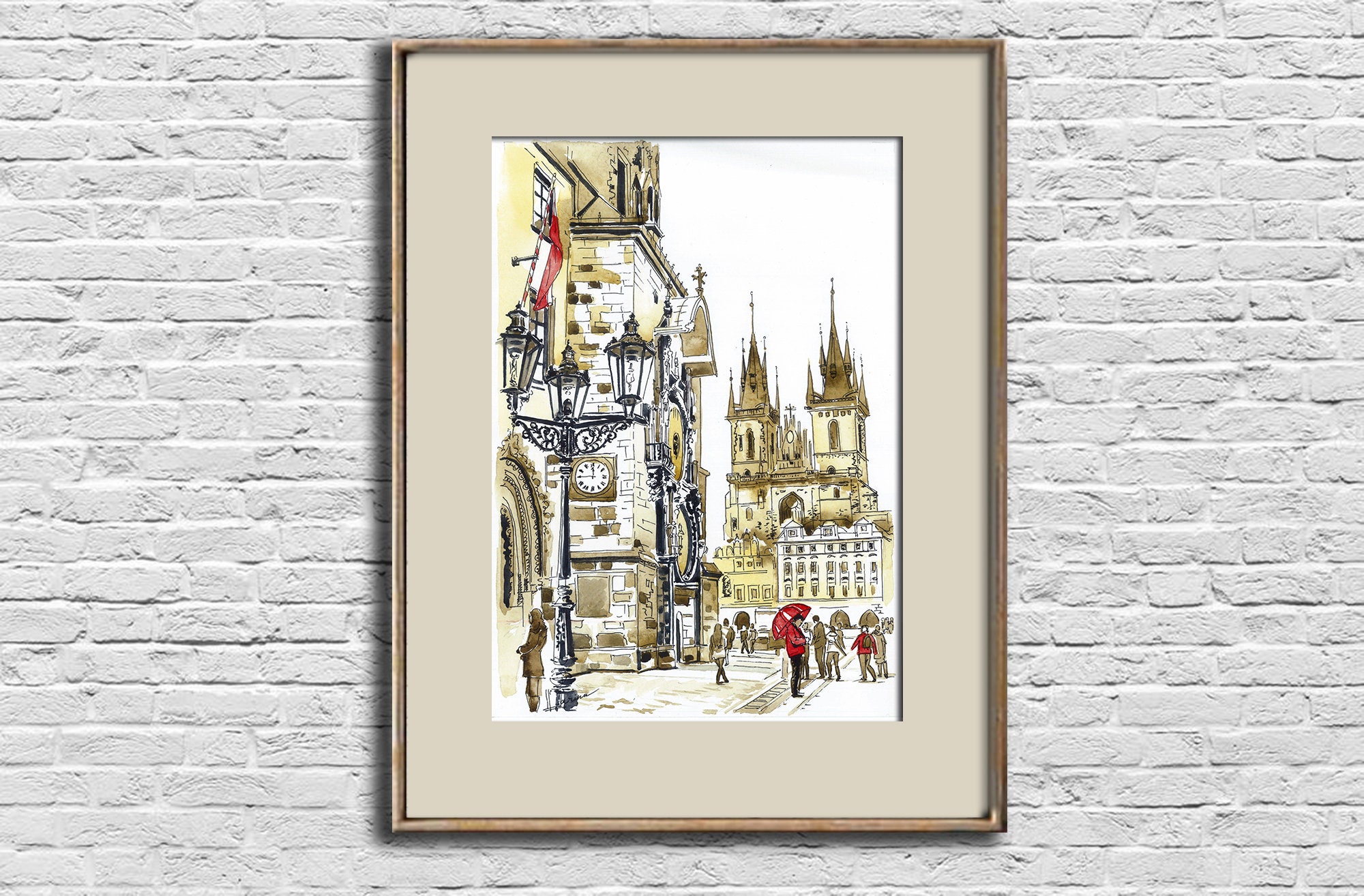 Prague Architecture Watercolor Painting Original Cityscape Etsy