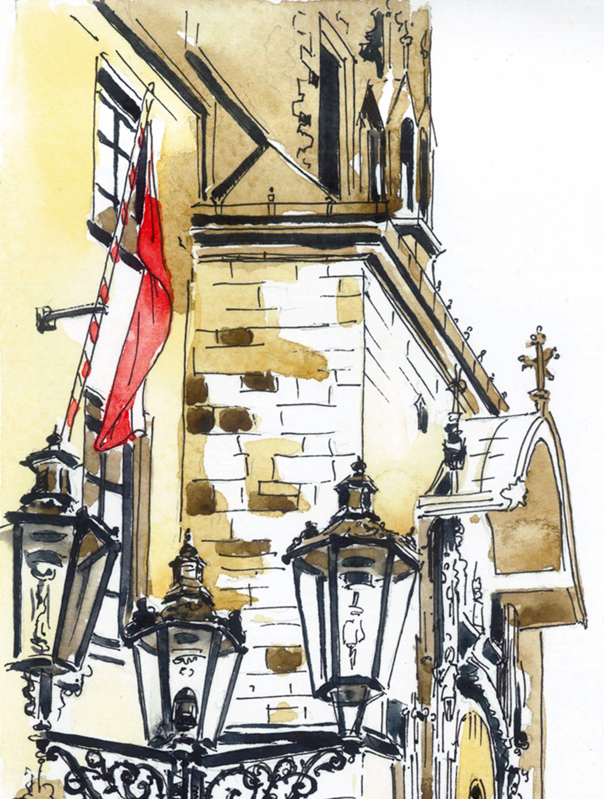 Prague Architecture Watercolor Painting Original Cityscape Etsy