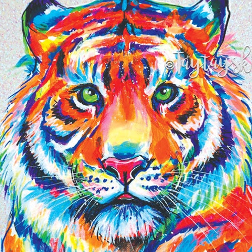 Tiger Wall Art Blue Eyed Tiger Canvas Set Animal Wall Art Etsy
