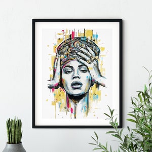 Queen B- Bey | Art Print, Wall Decor, Painting, Fan Art, Musician,