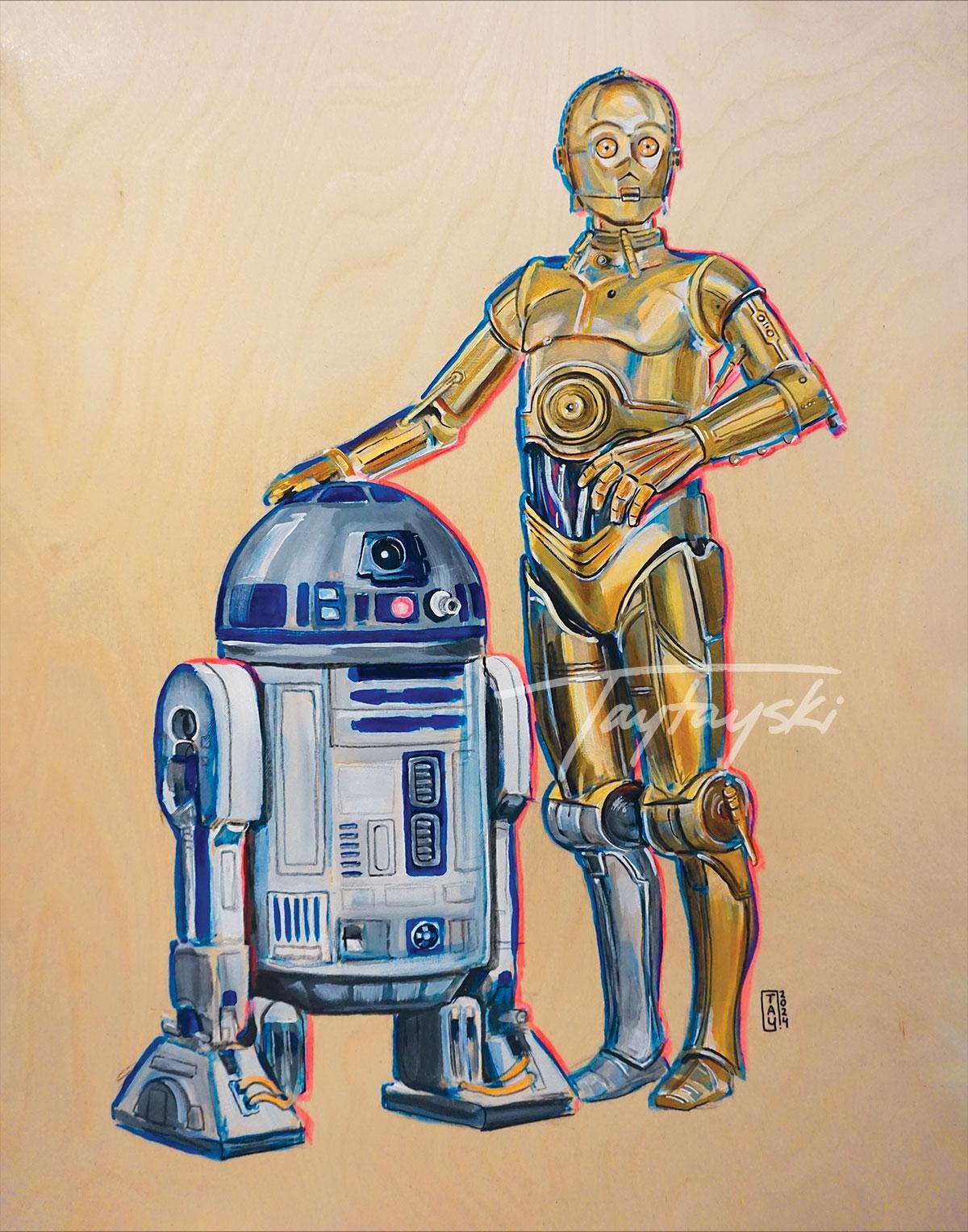 C-3P0 X R2D2 Print - | Fan Art Print, Wall Decor, Painting, - Etsy