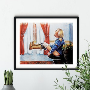 Harry Bathroom Scene - Dumb and Dumber | Art Print, Wall Decor, Painting, Fan Art, Funny, Comedy