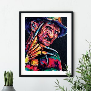 Neon Freddy Krueger | Art Print, Wall Decor, Painting, Horror