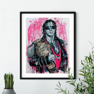 Bret Hart Print | Art Print, Wall Decor, Wrestler, Painting, Fan Art