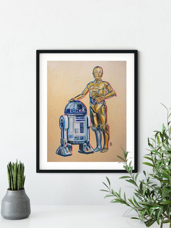 C-3P0 X R2D2 Print - | Fan Art Print, Wall Decor, Painting, - Etsy