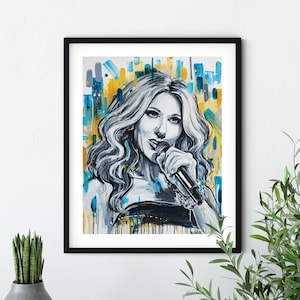 Celine Dion | Art Print, Wall Decor, Painting, Fan Art, Celebrity Portraits