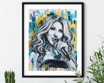 Celine Dion | Art Print, Wall Decor, Painting, Fan Art, Celebrity Portraits