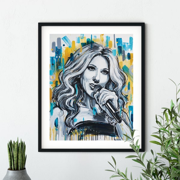 Celine Dion | Art Print, Wall Decor, Painting, Fan Art, Celebrity Portraits
