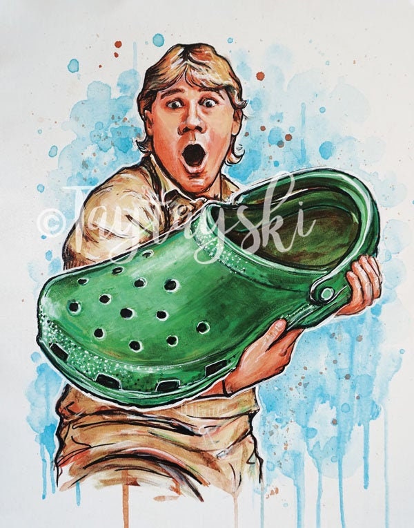 Steve Irwin With a CROC Art Print Wall Decor Painting