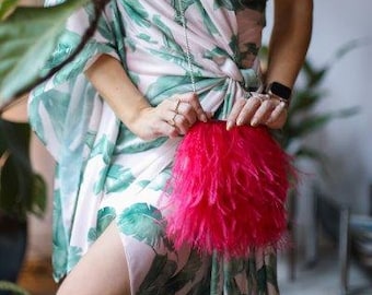 Fancy Feather Purse - Genuine Ostrich Feathers and Leather