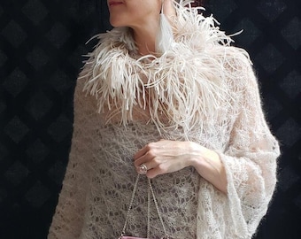 Mohair & Ostrich Feather Poncho