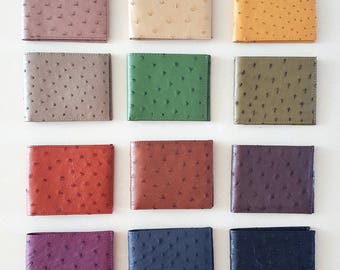 Carteira/bolsa de couro genuíno de avestruz - Slim