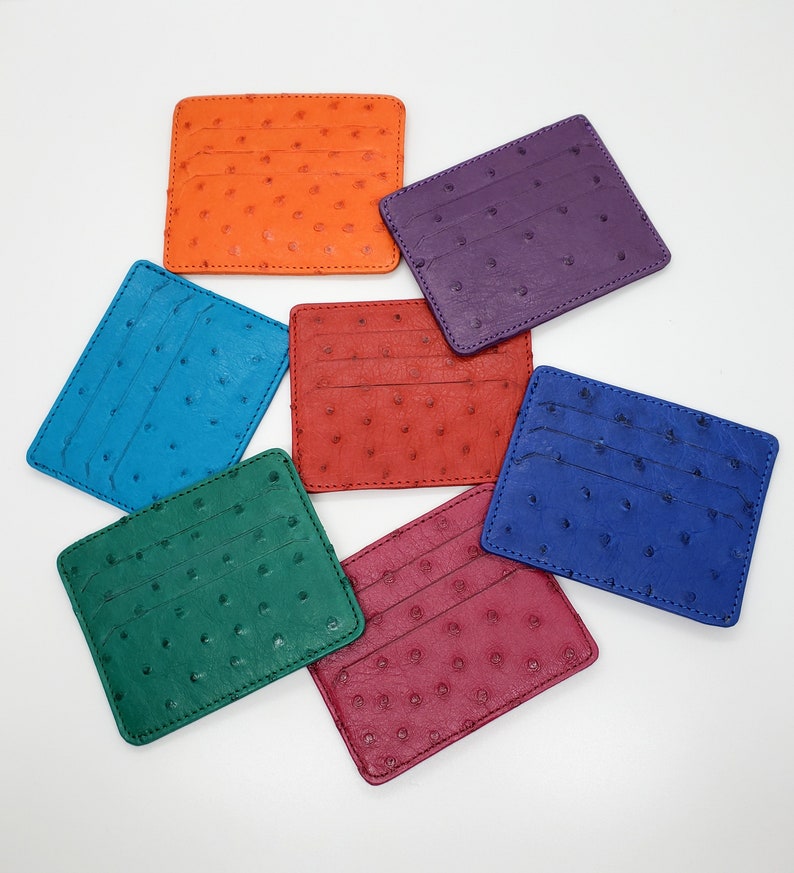 Ostrich Leather 2sided Credit Card Wallet Minimalist Wallet Etsy