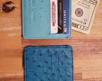 Ostrich Leather 2-sided Credit Card Wallet, minimalist wallet