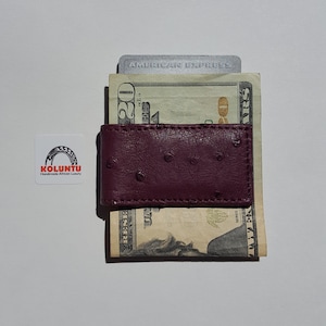 Clip magnético para billetes de piel de avestruz