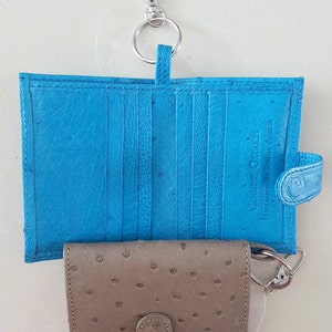 Genuine Ostrich Leather Key Ring with Licence and Credit Card Holder