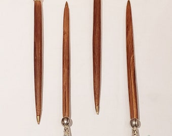 Olive Wood and Ostrich Feather Pen